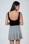Sweet Swirl Pleated Plaid Mini Skirt - Black White
