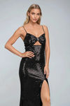 Wild Flame High Slit Sequin Maxi Dress - Black