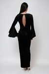 Willow Velvet Bell Sleeve Maxi Dress - Black