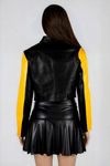 Night Rider Cropped Moto Jacket - Black/Yellow