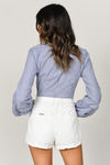 Boss Lady Blue Striped Crop Top