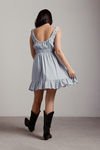 Glass Slipper Ruched Babydoll Mini Dress - Blue