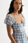 Love Letters Blue Gingham Open Back Babydoll Dress