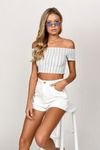 Straight To You Blue Multi Stripe Crop Top