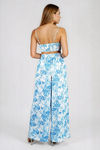 Pack Light Print Smocked Cropped Top & Pants Set - Blue