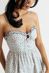 Take A Chance Blue Floral Bustier Skater Dress