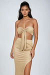 Keep It Wild Bandeau Top and Midi SKirt Set - Brown