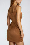 Rustic Muse Lace Up Suede Mini Dress - Brown