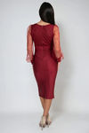 Angel Edge Satin Pearl Midi Dress - Burgundy