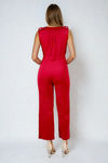 Can't Stop Staring Surplice Belted Jumpsuit - Burgundy