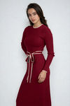 Classic Allure Ribbed Sweater Midi Dress - Burgundy
