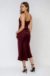 Feel the Sunshine Side Button Satin Midi Dress - Burgundy