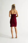 Keep It Up Burgundy Ruched Slit Bodycon Dress