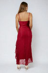 Made to Love Lace High Slit Maxi Dress - Burgundy