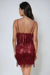Make the Move Fringe Sequin Mini Dress - Burgundy
