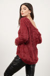 Out On The Town Burgundy Fuzzy Sweater