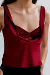 Romance Charm Satin Top - Burgundy