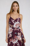 Better in Bloom Floral Tiered Midi Dress - Burgundy White