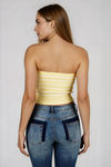 Act Cute Strapless Stripe Crop Top - Butter Yellow