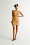 End Up Here Camel Ribbed Sweater Bodycon Mini Dress