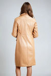 Executive Edge Faux Leather Longline Coat - Camel
