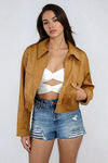 Soft Active Studded Suede Jacket - Camel