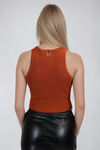All Eyes Here Cutout Tank Top - Caramel
