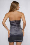 Veyron Charcoal Satin Strapless Mini Bodycon Dress