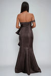 Scarlet Spell One Shoulder Ruffle Maxi Dress - Chocolate