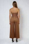Slay all Day Strapless Bow Jumpsuit - Chocolate
