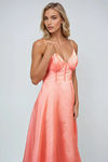 Moment In Love Satin Ruched Bust Midi Dress - Coral