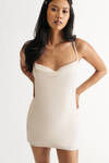 Azalea Cream Cowl Neck Back Tie Mini Dress