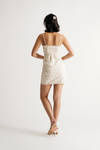 Edwina Cream Floral Eyelet Drawstring Bodycon Mini Dress
