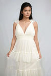 Halo Glow Tiered Tulle Maxi Dress - Cream