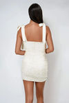 Shine On Lace Up Sequin Mini Dress - Cream