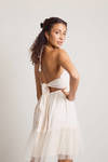 Whisper Gently Cream Swiss Dot Halter Tiered Ruffle Dress