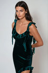 Fearless Heart Velvet Ruffle Maxi Dress - Dark Green