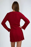 Scarlet Edge Ribbed Sweater Mini Dress - Dark Red