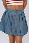 Street Smart Bubble Hem Mini Skirt - Denim Blue