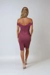 Twisted Love Off Shoulder Bodycon Midi Dress - Dry Rose