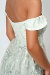 Lace Whisper Floral Off Shoulder Mini Dress - Dusty Sage