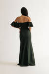 Alara Emerald Ruffle Off Shoulder Sweetheart Maxi Dress