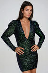 Celestial Beam Sequin Bodycon Mini Dress - Emerald