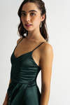 Serina Emerald Green Satin Surplice Mini Dress