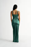 Last A Lifetime Emerald Satin Bustier Maxi Dress