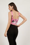 Cherry Blossom Florals on pink base Floral Print Crop Top
