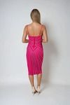 Kiss and Tell Plunging Rhinestone Midi Dress - Fuchsia