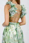 Glow Mode On Floral Lace Up Maxi Dress - Green