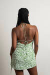 Lucia Print Open Back Mini Dress - Green Multi