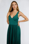 Own Today Pleated Satin Midi Dress - Green
